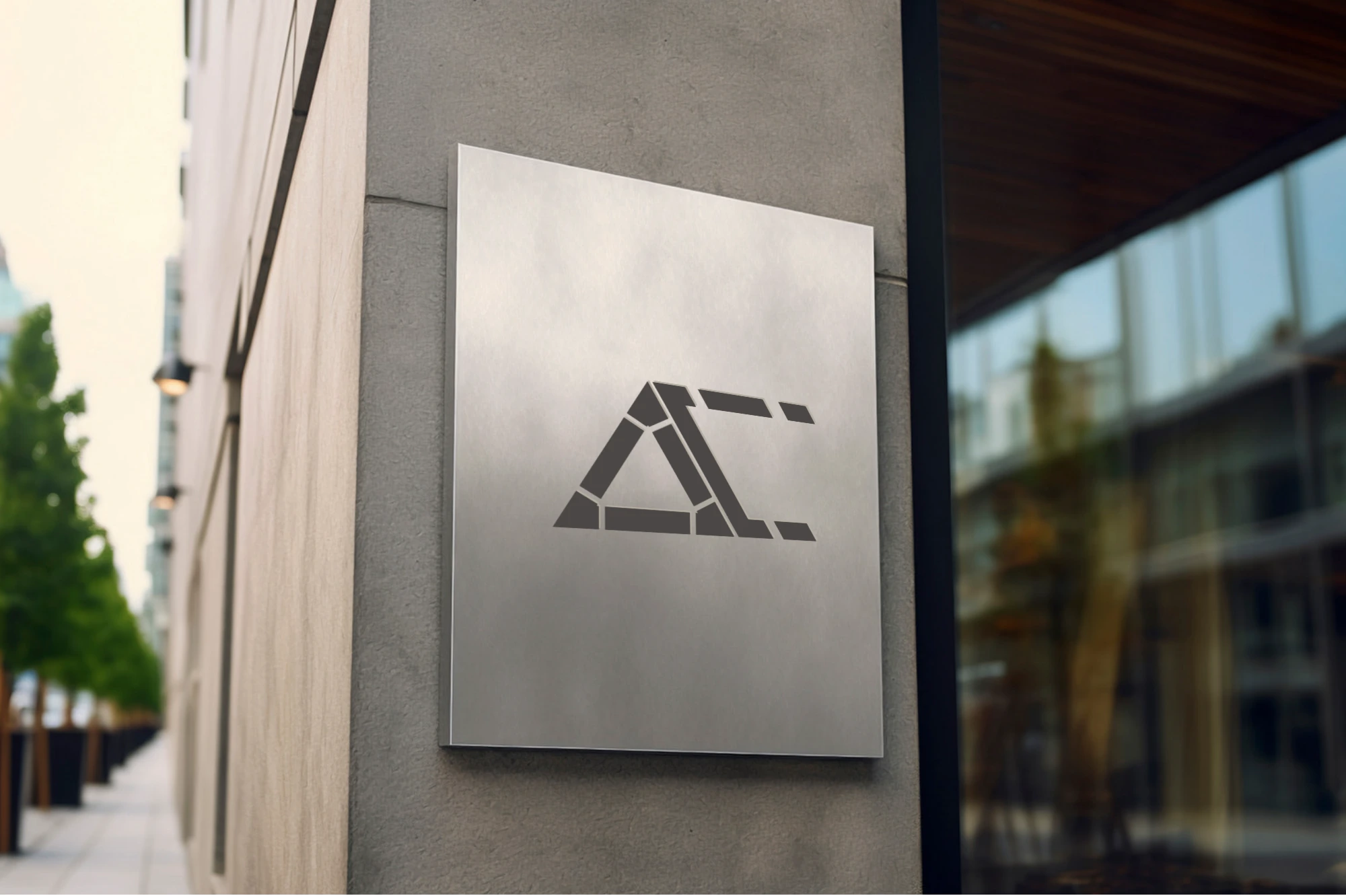 mockup metal plate logo image