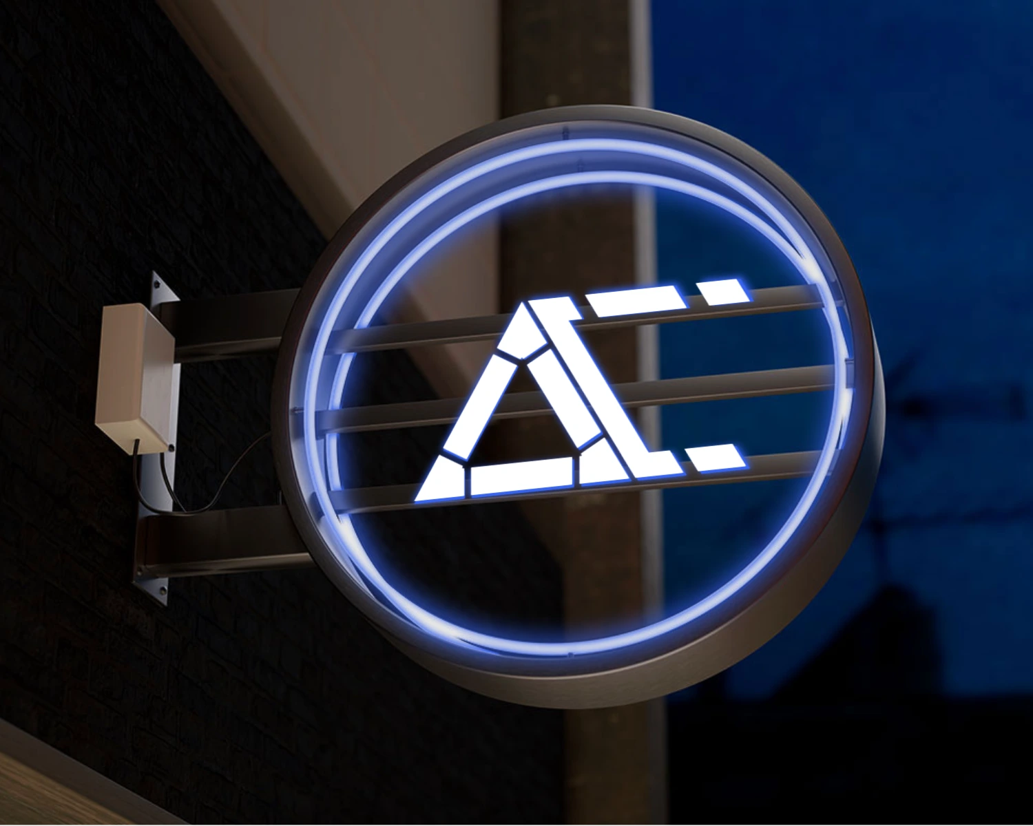 mockup outdoor neon light logo image