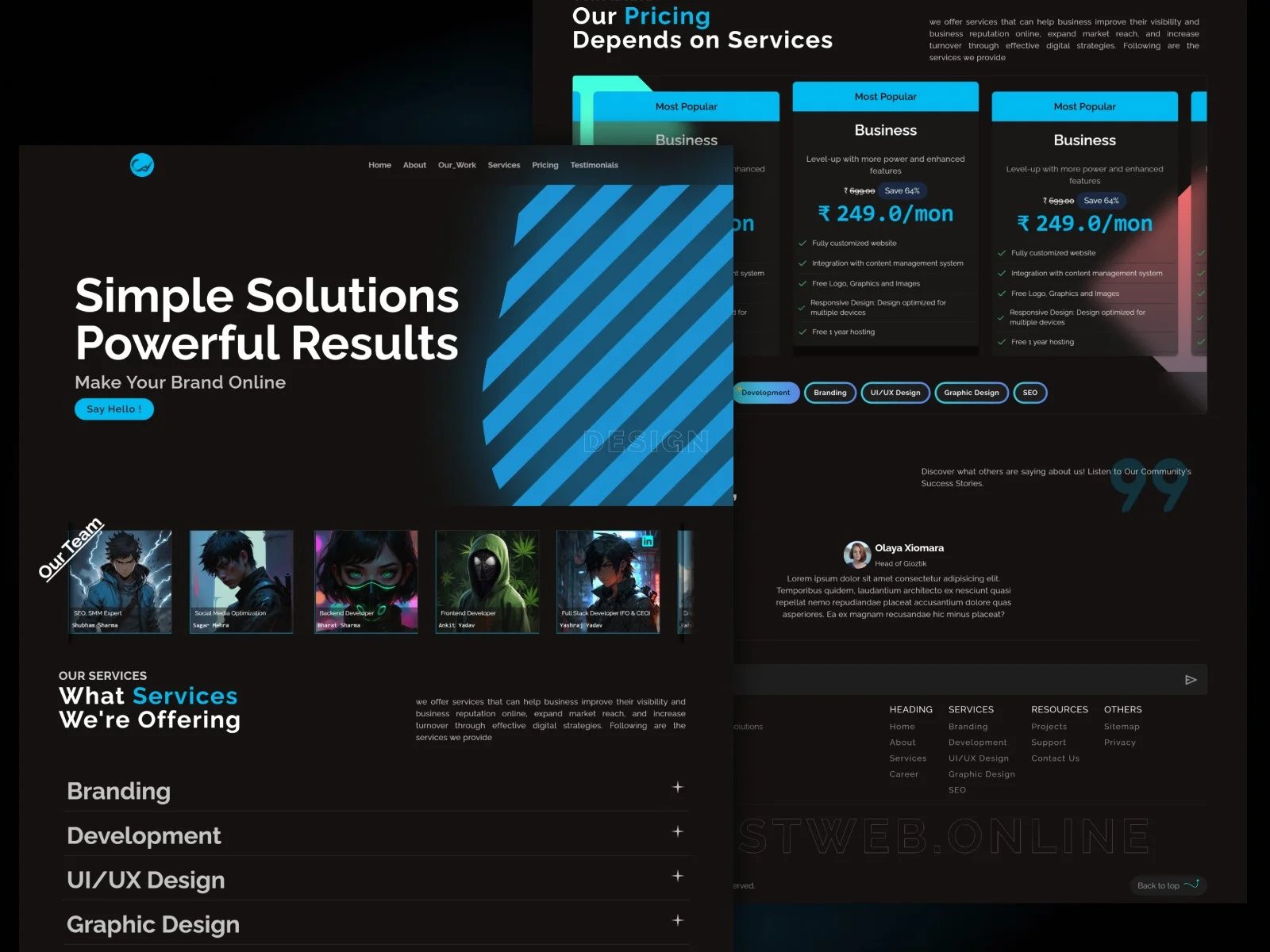 webservices website design dark